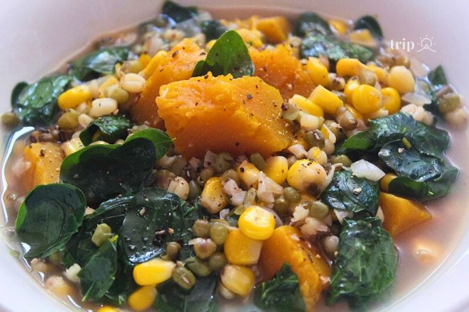 Batar Da'an - Món hầm bắp, đậu, bí đỏ 